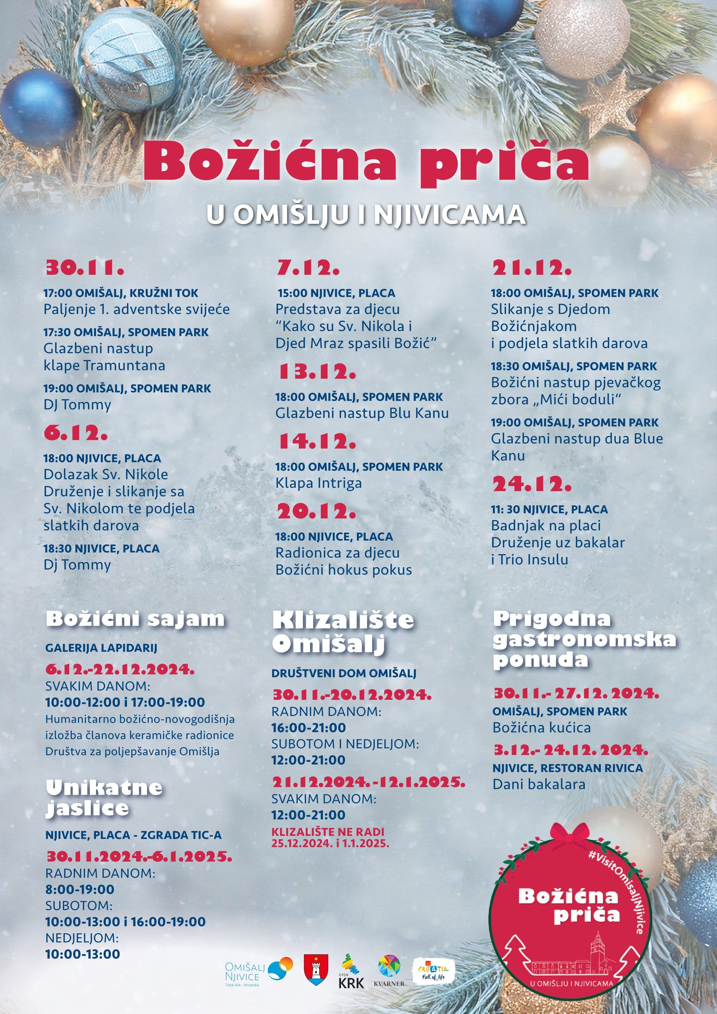 plakat s navedenim manifestacijama po datumima