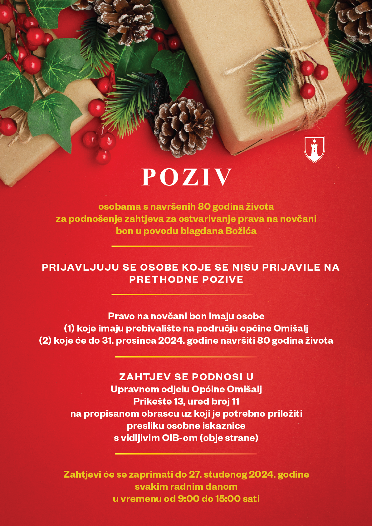 plakat, poziv, s tekstom kako se prijaviti i do kada