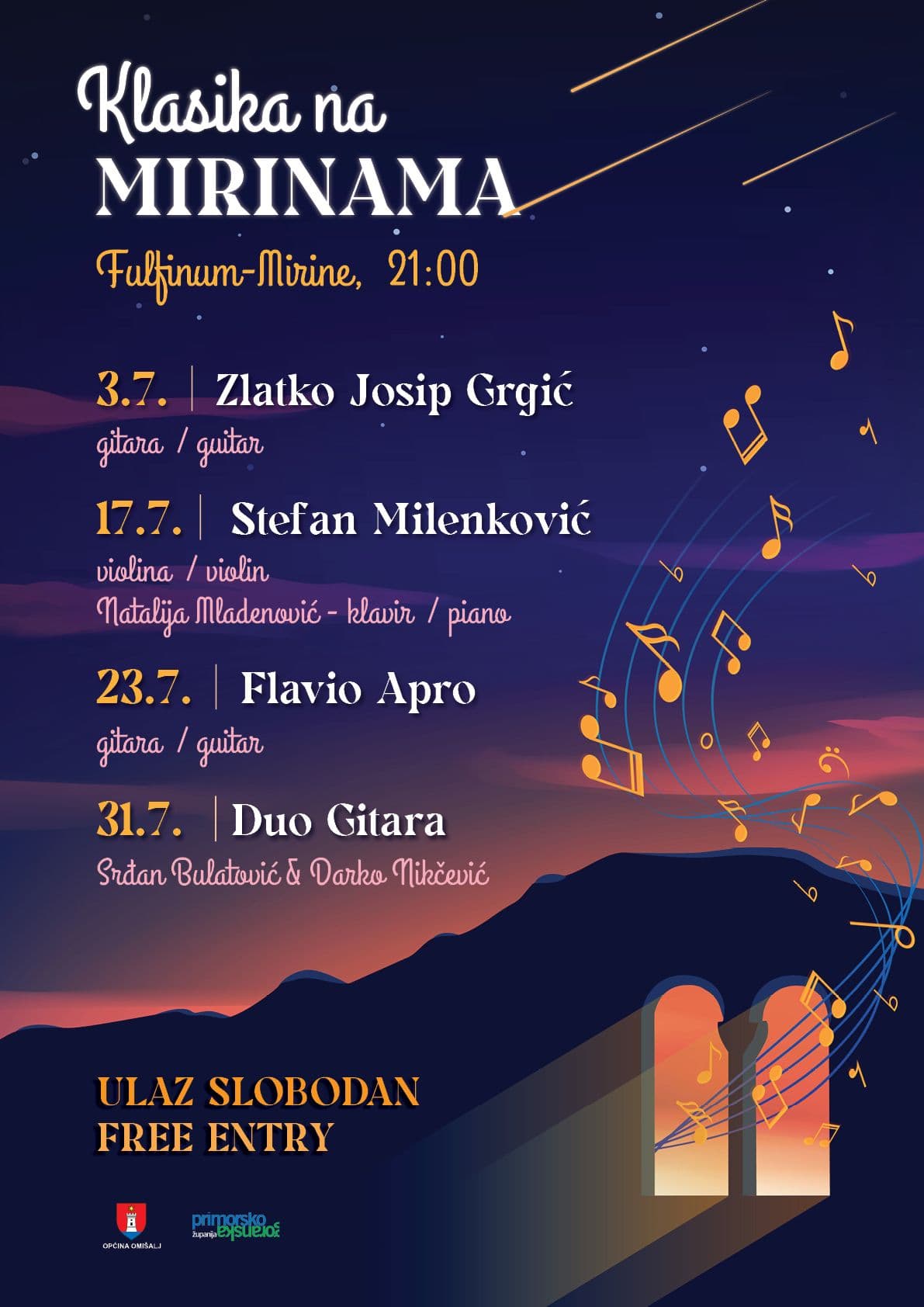 plakat s datumima koncerta i izvođačima