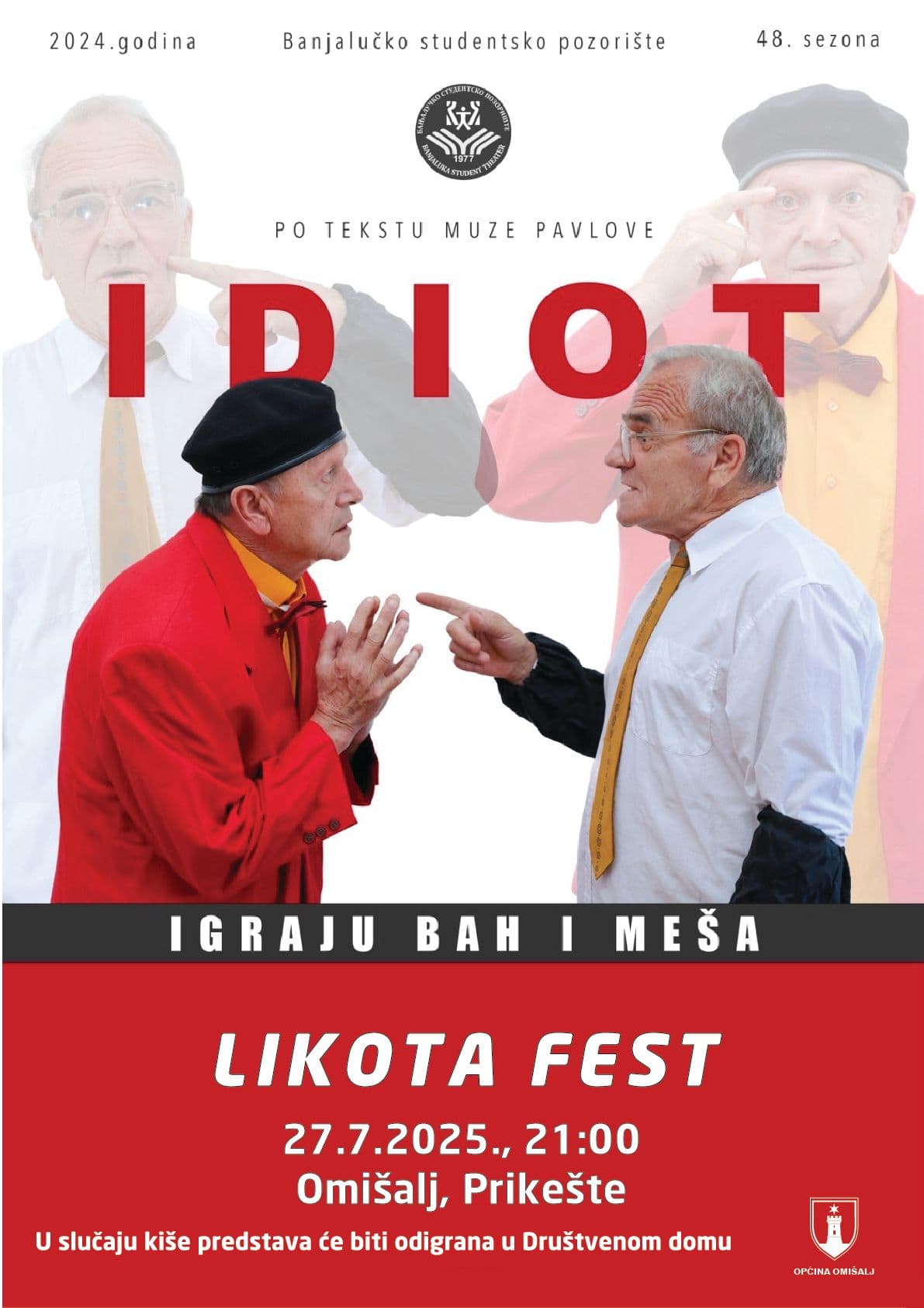 plakat s podacima o predstavi