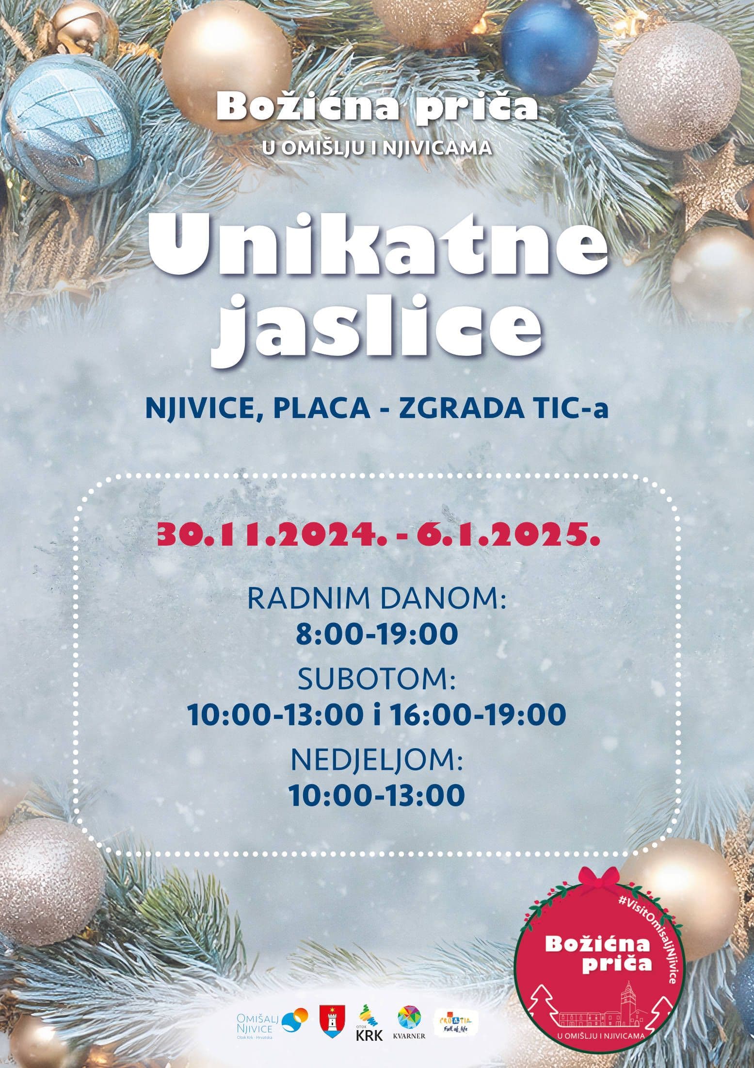 Plakat s podacima o radnom vremenu izložbe