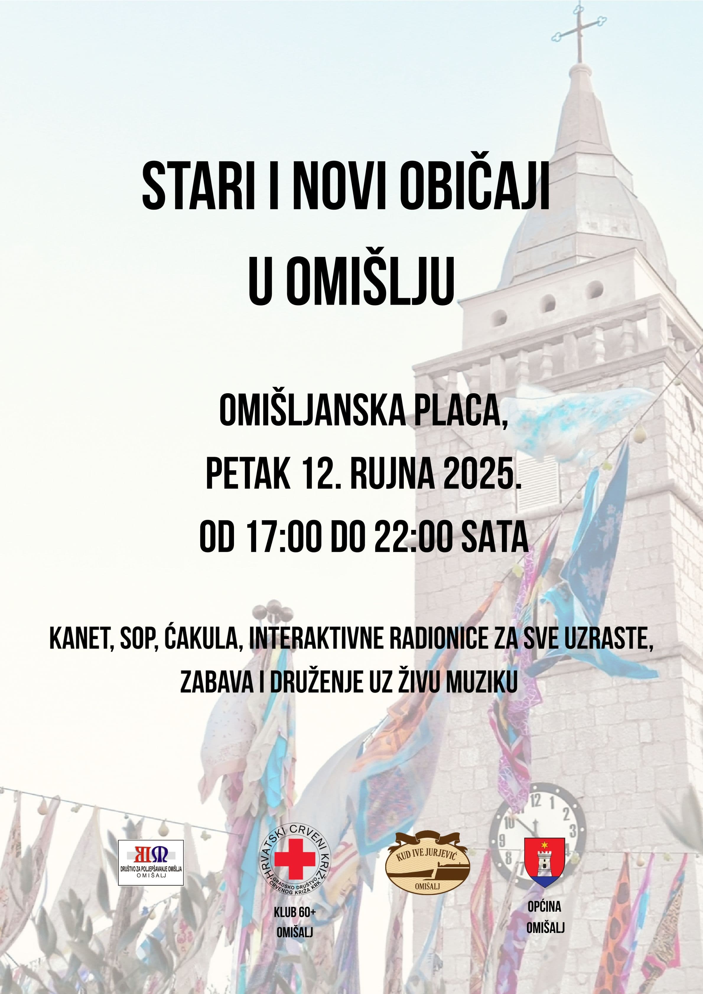 plakat sa zvonikom u pozadini