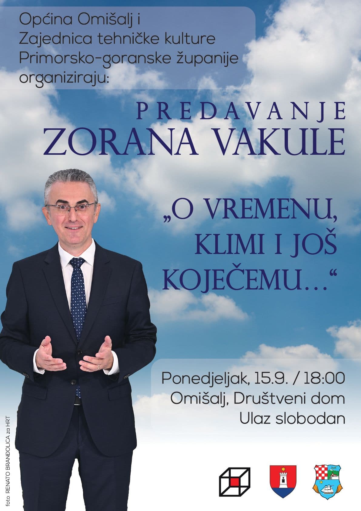 plakat s fotografijom Z. Vakule i podacima o predavanju